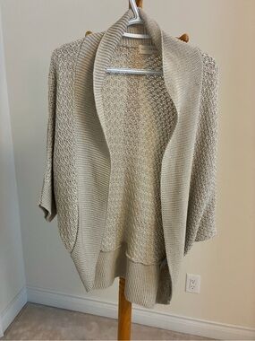 Zara Neutral Knit Open-Front Cardigan